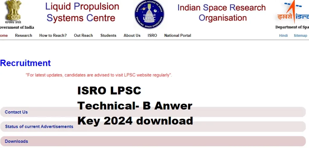 ISRO LPSC Answer key 2024 Download PDF Raise Your Objection