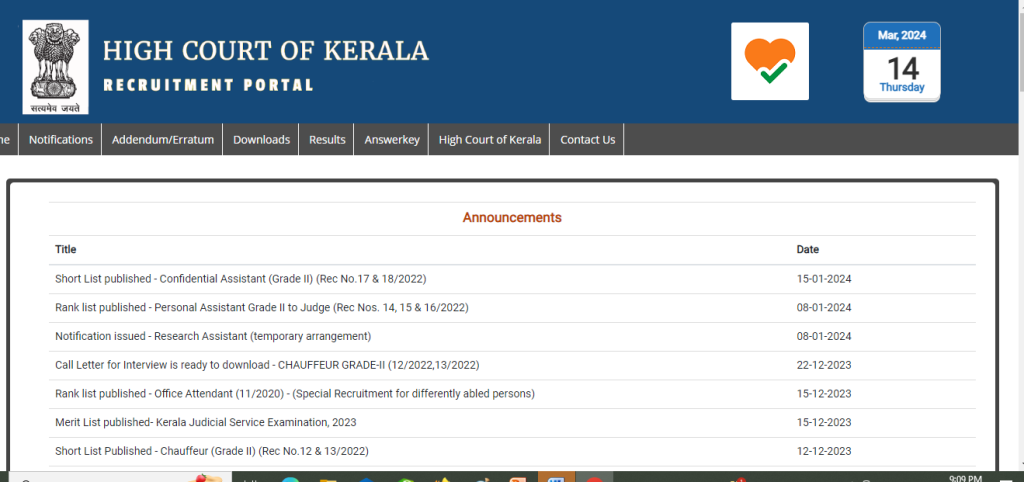 Kerala High Court Assistant Recruitment 2024