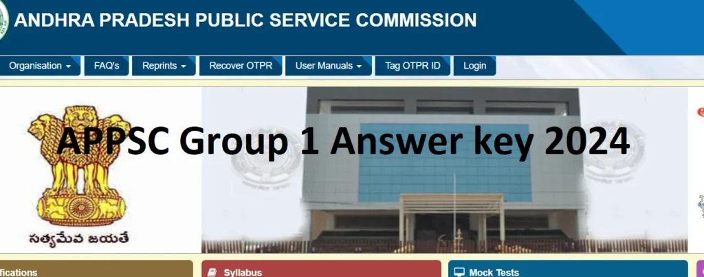 APPSC Recruitment Group 1 Answer key 2024 