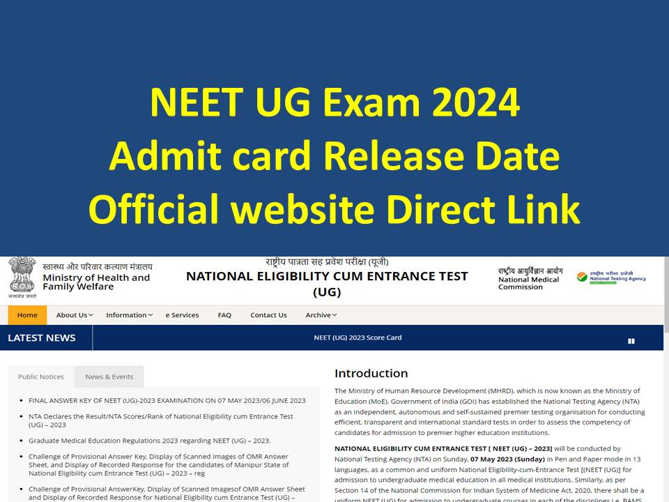 NTA NEET UG Admit Card Recruitment 2024