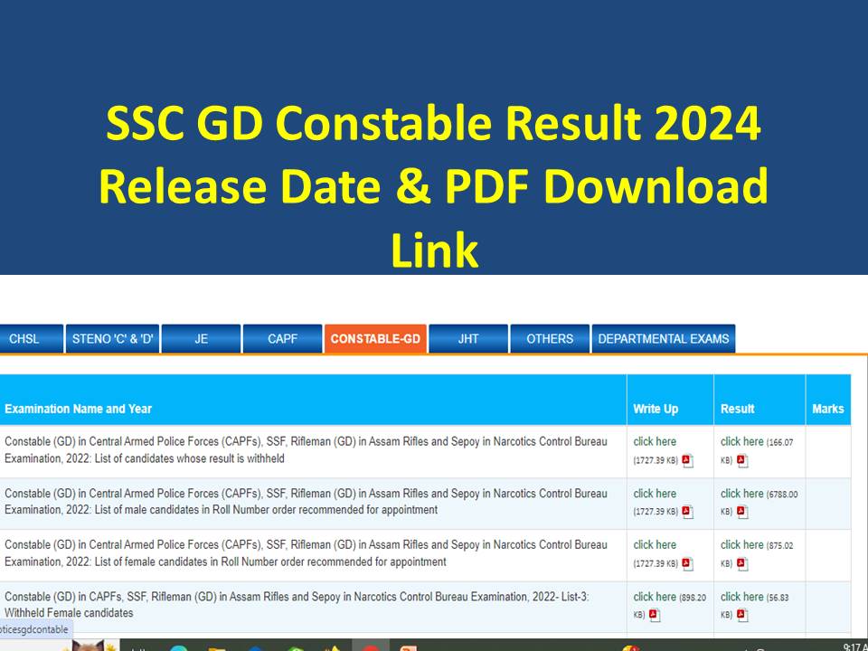 SSC GD Recruitment 2024 Result date