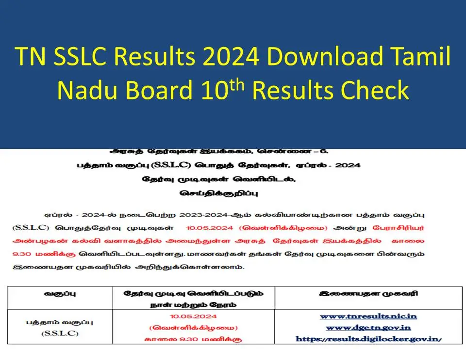 TN SSLC Results Recruitment 2024